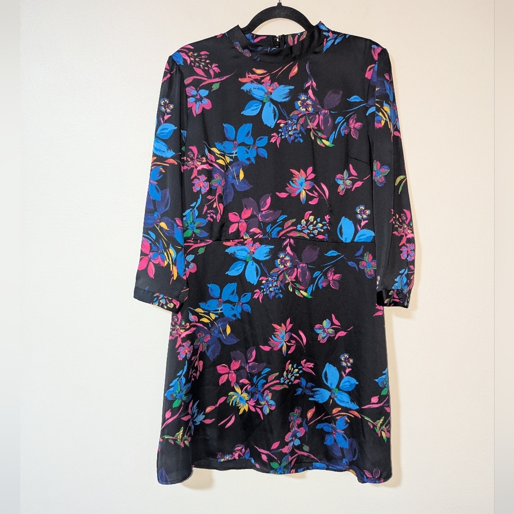 12 Bar III Floral Black Sheath Dress